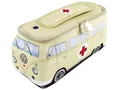 BRISA VW Collection - Volkswagen Neopren Universal-Schmink-Kosmetik-Kultur-Reise-Apotheke-Tasche-Mäppchen-Beutel T1 Bulli Bus (Ambulance/Beige/Klein)