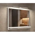 Badezimmer Spiegel mit Beleuchtung und Ablage Weiß Badspiegel Wandspiegel 60 cm Bad Spiegel mit LED Aufbauleuchte - Weiß