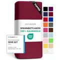 Jacobson Jersey Spannbettlaken Spannbetttuch Baumwolle Bettlaken (XL Topper 180-200x220 cm, Bordeaux)