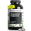 natural elements Magnesium Bisglycinat - Premium: Chelatiertes Magnesium - 180 Kapseln - 300mg elementares Magnesium pro Tagesdosis - Laborgeprüft, vegan, hochdosiert