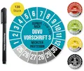 Frank Paperman® 120x DGVU V3 Prüfplaketten blau 20 mm Durchmesser inkl. Folienstift, Prüfplaketten Nächster Prüftermin, UV-beständig, Hohe Klebkraft, 5 Farben, 2 Größen