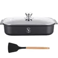 Bratpfanne mit deckel 34cm super antihaft bratformen bräter ofenpfanne induktion aluguss rechteckbräter hochwertiger bräter zum schmoren grillen