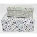 4x Stapelboxen im 5er Set, Kisten zur Aufbewahrung und Lagerung für Regal oder Schrank, Karton aus Pappe zum Verpacken von Geschenken zu Weihnachten