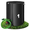 Melko - Regentonne faltbar 100L mit Auslaufhahn, PVC Stützstangen & 2 m Wasserschlauch - Mobiles Regenfass mit Überlaufschutz & Anschluss - Regenwassertonne witterungsbeständig für Gartenbewässerung