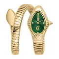 Just Cavalli Signature Snake Vetra - Damen-Armbanduhr Quarz Mode Armband und Gehäuse aus Edelstahl Farbe Gold Analoges Zifferblatt Grün - JC1L373M0035