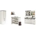 Furn.Design Küchen-Set, Weiß, Anthrazit, Holzwerkstoff, Glas, Metall, Nachbildung,Nachbildung,Pinie, Uni, einzeln stellbar,Küche mit Bartisch/Theke, 161x201x64 cm, FSC 100%, Küchen, Miniküchen