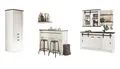 Küche mit Theke komplett Set in weiß Pinie und schwarz/anthrazit Küchenschrank 6 teilig komplette Küche im Industrial Design Stove (Set 1)