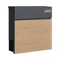 SCHARTEC® Briefkasten Holz hell mit Zeitungsfach Wandbriefkasten Postkasten