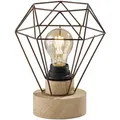 Fischer Leuchten - Retro Käfig Tisch Leuchte Rost Wohn Schlaf Zimmer Holz Lese Lampe Eiche Optik Fh-lighting 850072