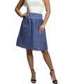 Mississhop 358 Damen Leinen Rock Sommerrock locker kurz Freizeit 100% Leinen 100% Leinenrock Strand Jeansblau