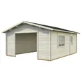 PALMAKO Blockbohlen-Garage, BxT: 450 x 550 cm (Außenmaße), Holz - grau