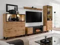 ASM-Moebel Wohnwand Wohnwand Anbauwand THIN-K LED Bio-Ethanol Kamin Push-Click, Mit Bio-Ethanol Kamin, mit Push-Click System und Led Beleuchtung.