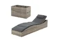 Juskys Sonnenliege Lamia klappbar - Polyrattan Gartenliege mit Auflage - Outdoor Liege Grau-meliert
