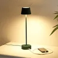 Northpoint LED Akku Tischlampe mit Ladestation max. 45cm hoch mit 3000mAh Akku 200lm warmweißes Licht (3000K) stufenlos dimmbar für Innen und Außen olivegrün