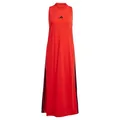 adidas Damen Essentials 3-Stripes Long Racerback Dress, Pure Ruby/Black, XS