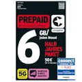congstar Prepaid HALBJAHRESPAKET SIM-Karte ohne Vertrag I Prepaid-Paket für 6 Monate in D-Netz-Qualität I 6 GB 5G mit 25 Mbit/s + 50€ Startguthaben I Telefonie & SMS Flat I EU-Roaming inkl.