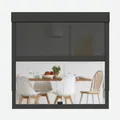 CLIP'N'SHADE Grau - Aussenrollo gegen Hitze, Jalousie, Sichtschutz und Abdunkelung für Fenster, Hitzeschutz Rollo ohne Bohren (Breite: 130 cm, Höhe: 91-142 cm, Transparent)