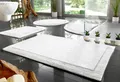 Badematte "Kapra, Badvorleger, Badezimmer Teppich", beidseitig nutzbar-fußbodenheizungsgeeignet-strapazierfähig, mit Bordüre, Badteppich, Badematte weiß 2 St. 2-tlg. Stand-WC Set - 2 St.