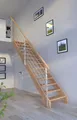 Starwood Raumspartreppe Holztreppe Mykonos Gerade-Eiche-Design Geländer-Holzrundstäbe-ohne