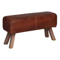 Marrakesch Vintage Sitzbank Schuhbank aus Leder 85cm groß | Industrial Turnbock Bank Lederbank Braun als Schlafzimmer oder Flur Deko | Retro Polsterbank mit Holzbeinen Adenike als Sitzgelegenheit