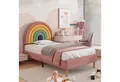 Flieks Polsterbett, Kinderbett mit verstellbarem Regenbogen-Kopfteil 90x200cm Samt