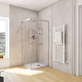 Schulte Duschkabine Corner Eckeinstieg mit Schiebetüren Silberfarben 4 mm Sicherheitsglas (ESG) Klar hell 80x80 cm, Montage auf Duschwanne oder Fliese