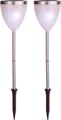 Best Season LED-Solar-Pathlights, 2er Set silber, ca. 34x10 cm 2x1 cool white LED, Solarpanel, incl.Akku.,outd., 477-35