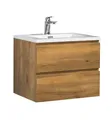 Badplaats B.V. Badezimmer Badmöbel Set Angela 60cm - Eiche - Unterschrank Schrank Waschbecken Waschtisch