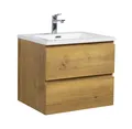 Badplaats Badmöbel Set mit Waschbecken und Unterschrank Angela 60 x 48 cm Eiche