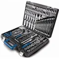 Scheppach TB217 Werkzeugkoffer | 217tlg Werkzeug Set | Werkzeugkiste | Steckschlüssel, Bits, Ratschen, Gabelschlüssel und Gängigen, Steckschlüs... - Schwarz/Blau/Grau