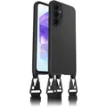 OtterBox React Lanyard Hülle für Samsung Galaxy A55 5G, schützende Hülle mit Verstellbarer und Abnehmbarer Handykette, Getestet nach Militärstandard, Schwarz - Keine Einzelhandelsverpackung