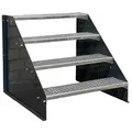 SRM Design 4 Stufen Standtreppe Stahltreppe Wangentreppe Gitterrosttreppe freistehend Breite 110cm Höhe 84cm Anthrazitgrau/Robuste Außentreppe/Stabile Industrietreppe für den Außenbereich