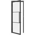 inova Loft Glastür 709 x 1972 mm Klarglas 3 Felder DIN Links Komplettset Beschlag in Schwarz mit Griffstange und Zarge
