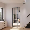 Inova Loft Glastür 709 x 1972 mm, DIN Links, Klarglas, Stahlrahmen schwarz, Komplettset inkl. Zarge und Griffstange