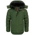 Höhenhorn Winterjacke Bergoo Kinder Winter Jacke Jungen Quilted Steppjacke Gefüttert abnehmbarer Kunstfellkragen, weiche Microfleece Innenseite grün 152
