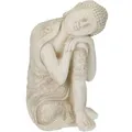 Relaxdays Buddha Figur Polyresin Cremeweiß Wetterfest Frostsicher 61 cm x 40,5 cm x 38 cm 7,7 kg