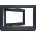 Framelux Kunststofffenster Slimline Anthrazit 3-Fach Verglasung 700 x 500 mm Rechtsanschlag