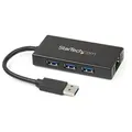 STARTECH USB 3.0 Hub, 3-port + Gb LAN, schwarz