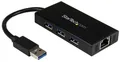 StarTech.com 3 Port USB Hub mit Gigabit Ethernet Adapter aus Aluminum 3 x SuperSpeed + 1 x 10/100/1000 Desktop (ST3300GU3B)