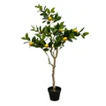 Zitronenbaum Kunstpflanze im schwarzen Topf - 118 x 40 cm - Künstlicher Baum im Blumentopf mit 10 Zitronen - Kunst Zitrone Topfpflanze Dekobaum Zierbaum Kunstbaum Zimmerpflanze Limone Limette wie echt