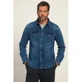 JP1880 Businesshemd Jeanshemd FLEXNAMIC® Denim Langarm Kentkragen blau 6XL