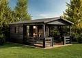 Alpholz Gartenhaus Lappland-40 B Gartenhaus aus Holz in Grau, Holzhaus mit 40 mm Wandstärke inklusive Terrasse, Blockbohlenhaus mit Montagematerial