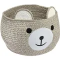 HMF 39021-30CM-29 Aufbewahrungskorb Versteckten Griffen Korb Kinderzimmer Baumwolle Bär 30 x 24 cm Hellbraun