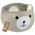 HMF Aufbewahrungskorb mit versteckten Griffen, Korb für Kinderzimmer aus Baumwolle | Bär | 30 x 24 cm | Hellbraun