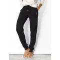 Loungehose BENCH. LOUNGEWEAR, Damen, Gr. 36/38, N-Gr, schwarz, Jersey, Obermaterial: 60% Baumwolle, 40% Polyester, unifarben, Basic, Basic lang, Hosen, mit aufgesetzten Taschen, Loungewear, Topseller