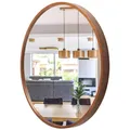 STOLARNIA PIKA Runder Bad Spiegel - Wandspiegel mit Holzrahmen (∅70 cm) - Spiegel Rund Holz Nussbaum - für Badezimmer, Flur, Wohnzimmer, Schlafzimmer - Stilvoller Badspiegel LEJA