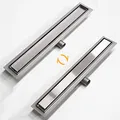 WITEN&NOCK Duschrinne 50 cm Befliesbar Drainset Edelstahl Bodenablauf für bodengleiche Dusche mit Geruchsstopp Haarsieb extra flach Edelstahl gebürstet Komplettset mit Bodenbefestigung