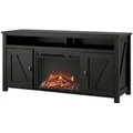 loft24 Kaminumbauschrank Farmington Sideboard mit Elektrokamin im Landhausstil schwarz 151 cm x 75 cm x 40 cm