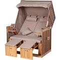 Outsunny Strandkorb Holz  PE-Rattan Polyester Schaumstoff B118 x T79 x H160 cm Beige