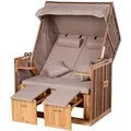 Outsunny Strandkorb, Beige, Kunststoff, 79x150x118 cm, Gartenmöbel, Strandkörbe